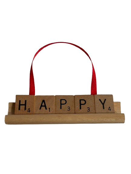 HAPPY Scrabble Ornament-Red Barn Collections