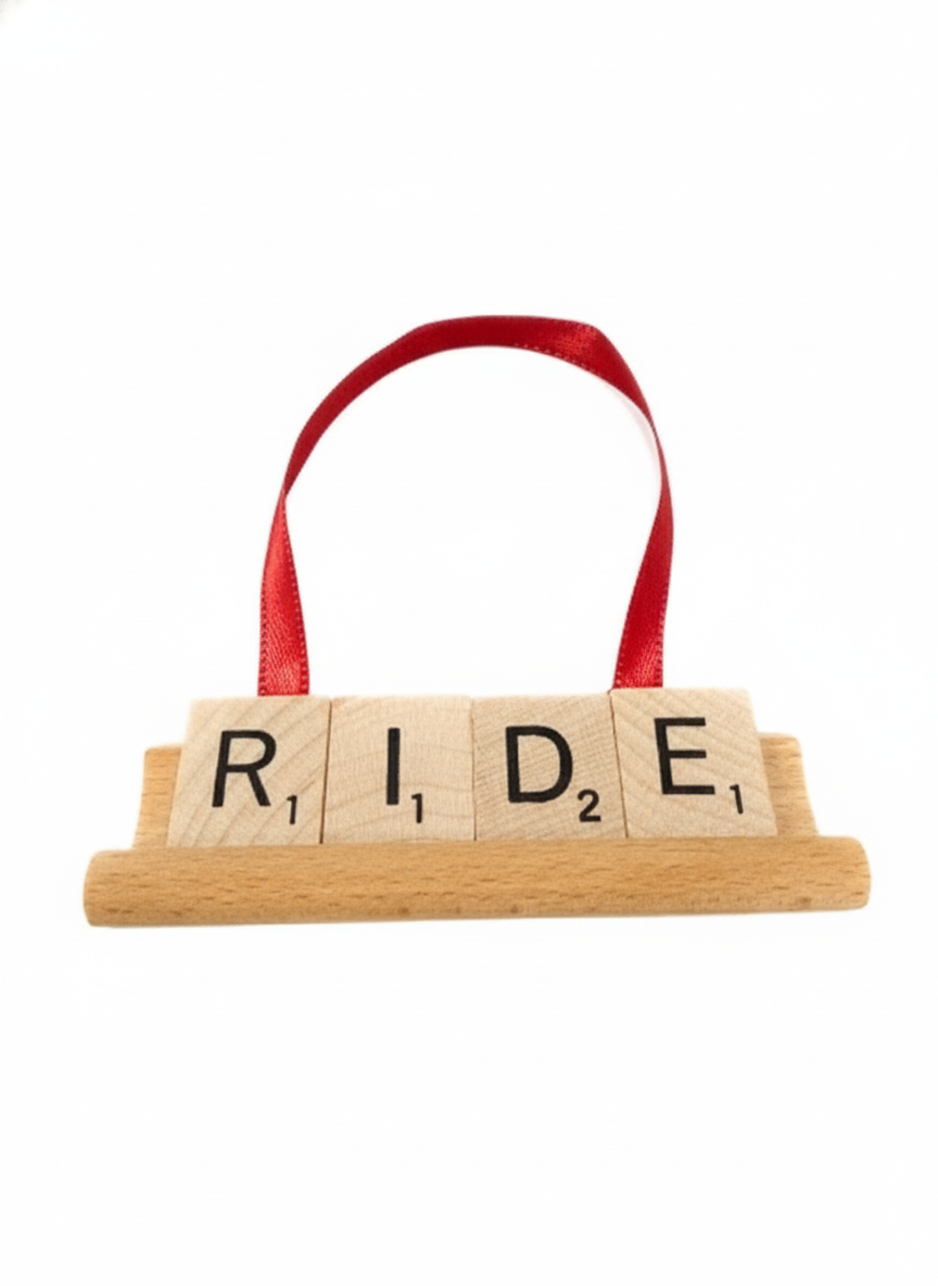 RIDE Scrabble Ornament-Red Barn Collections