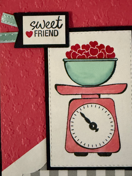 Sweet Friend Vintage Scale Greeting Card- Handmade by Anne-Red Barn Collections