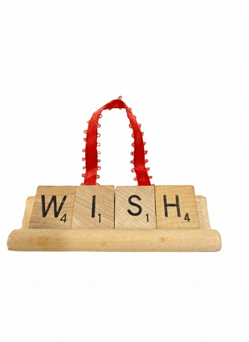 WISH Scrabble Ornament-Red Barn Collections