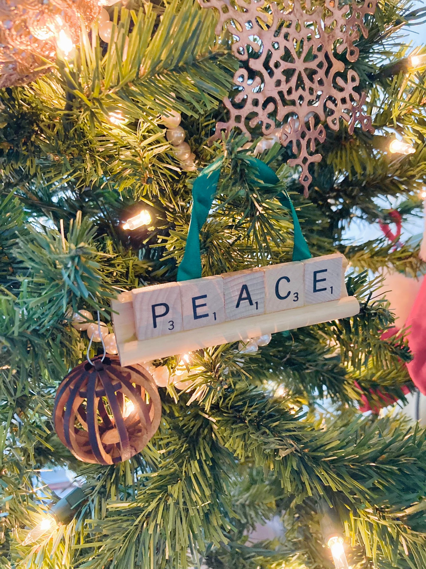 PEACE Scrabble Ornament-Red Barn Collections