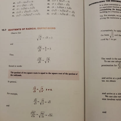 1984 Elementary Algebra For College Students-Red Barn Collections