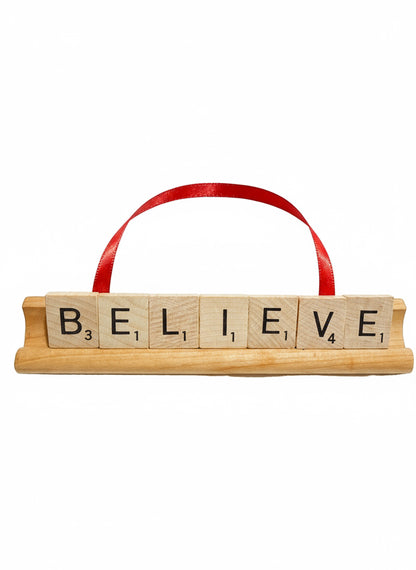 BELIEVE Scrabble Ornament-Red Barn Collections