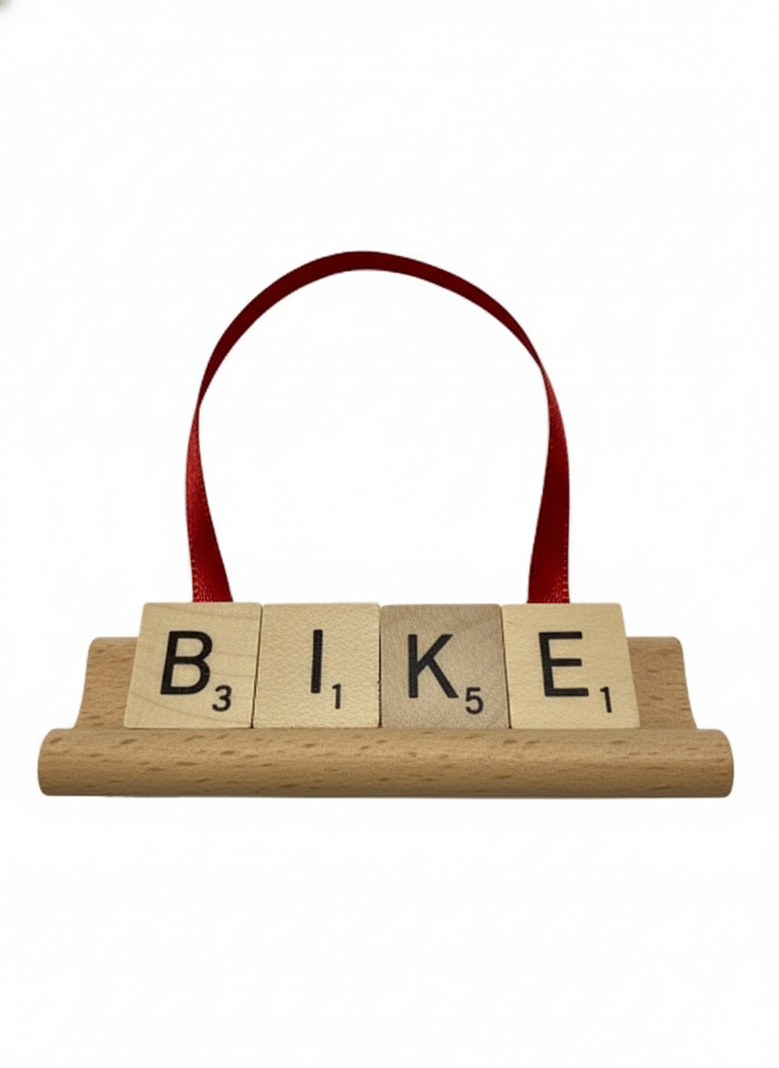 BIKE Scrabble Ornament-Red Barn Collections
