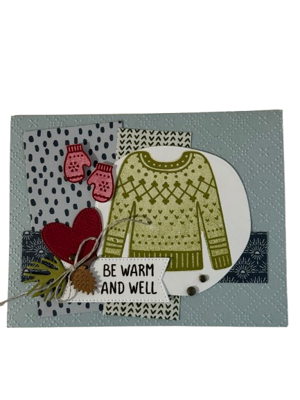 Be Warm & Well - Handcrafted Card By Anne-Red Barn Collections