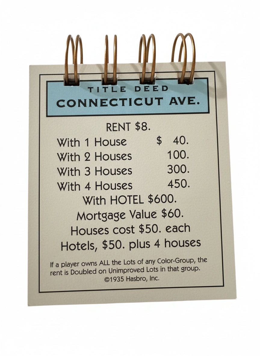 Connecticut Avenue Monopoly Mini Journal-Red Barn Collections