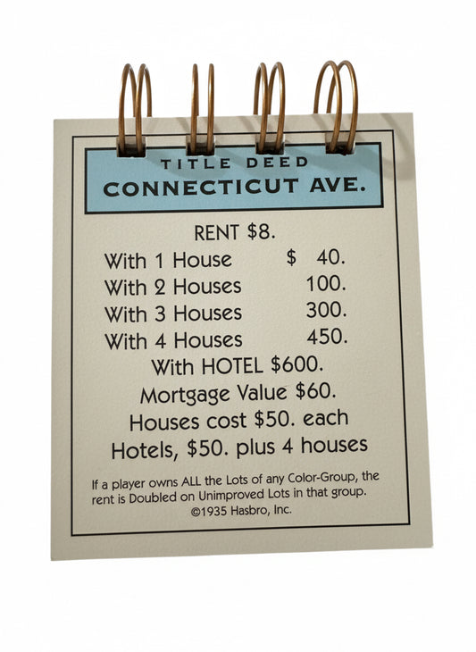 Connecticut Avenue Monopoly Mini Journal-Red Barn Collections