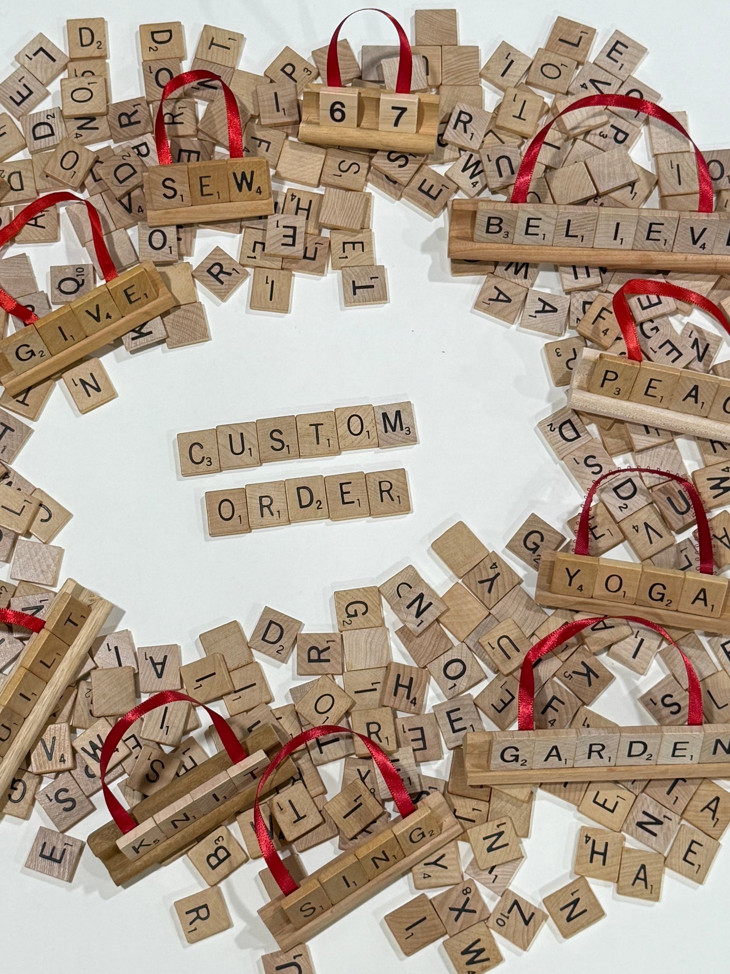 Custom Scrabble Ornament – Personalized Vintage Tile Name Ornament-Red Barn Collections