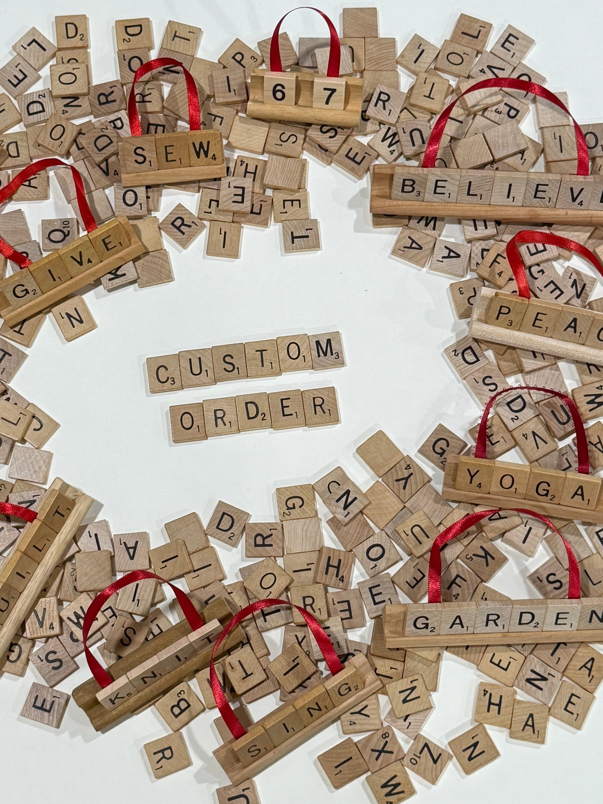 Custom Scrabble Ornament – Personalized Vintage Tile Name Ornament-Red Barn Collections