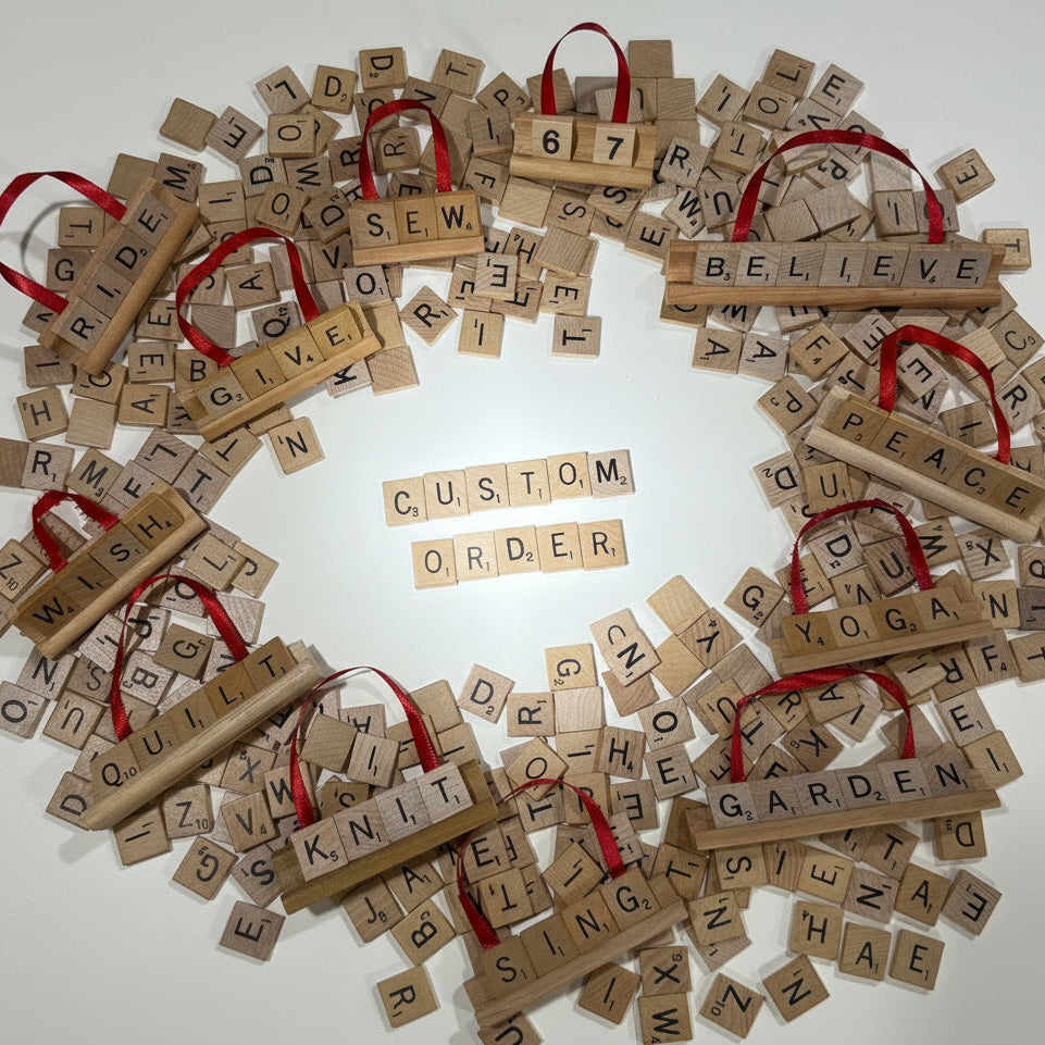 Custom Scrabble Ornament – Personalized Vintage Tile Name Ornament-Red Barn Collections