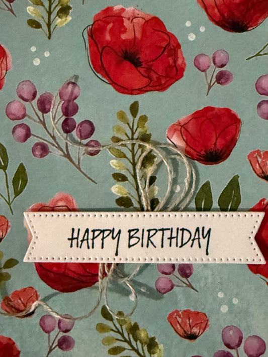 Wild Poppy Birthday - Handmade Card by Anne-Red Barn Collections