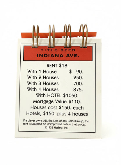 Indiana Avenue Monopoly Mini Journal-Red Barn Collections
