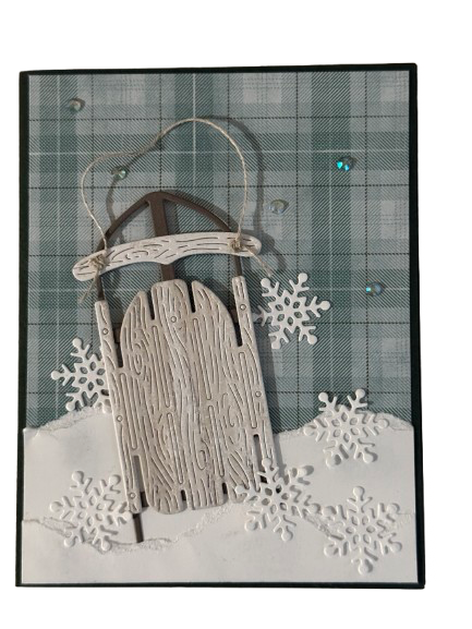 Let It Snow Sled Card — Handcrafted by Anne-Red Barn Collections