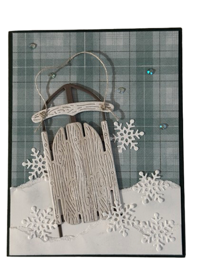 Let It Snow Sled Card — Handcrafted by Anne-Red Barn Collections