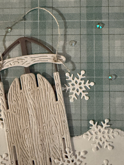 Let It Snow Sled Card — Handcrafted by Anne-Red Barn Collections