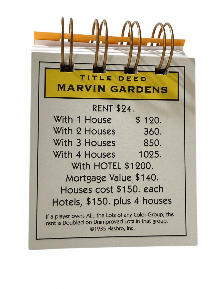 Marvin Gardens Monopoly Mini Journal-Red Barn Collections