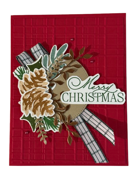 Merry Christmas Pinecone Wreath - Handmade Card by Anne-Red Barn Collections