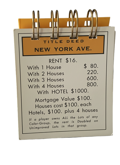 New York Ave. Monopoly Mini Journal-Red Barn Collections