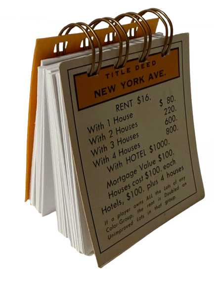 New York Ave. Monopoly Mini Journal-Red Barn Collections