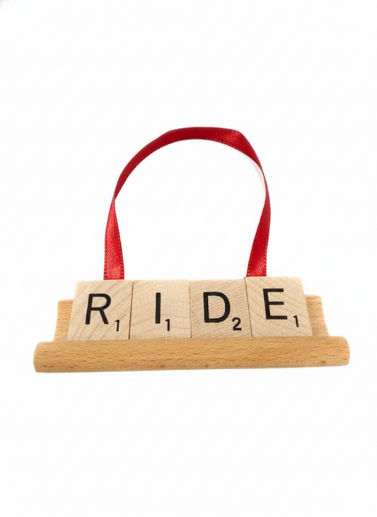 RIDE Scrabble Ornament-Red Barn Collections
