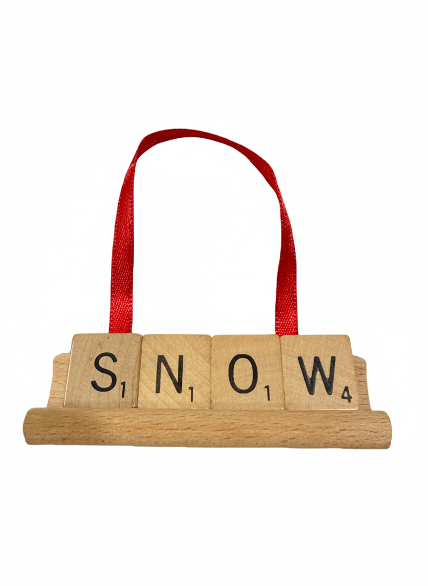 SNOW Scrabble Ornament-Red Barn Collections