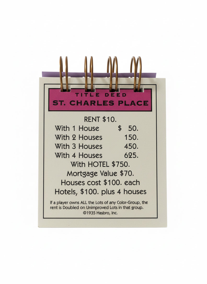 Saint Charles Place Monopoly Mini Journal-Red Barn Collections