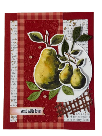 “Sent With Love” Pear Cottage - Handmade Card by Anne-Red Barn Collections
