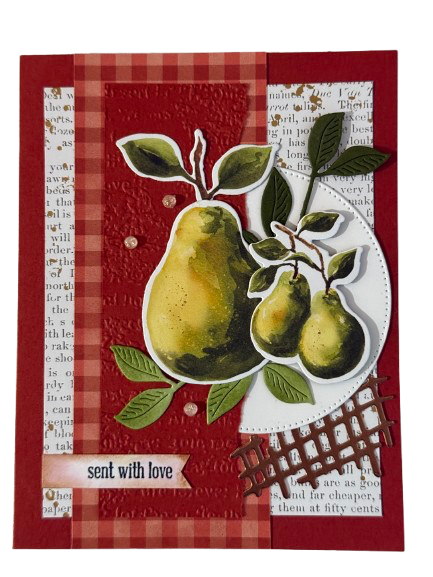 “Sent With Love” Pear Cottage - Handmade Card by Anne-Red Barn Collections