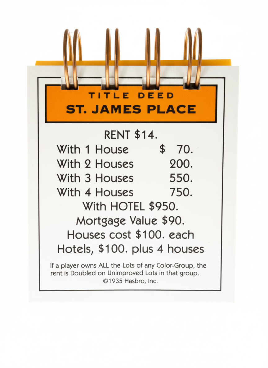 St. James Place Monopoly Mini Journal-Red Barn Collections
