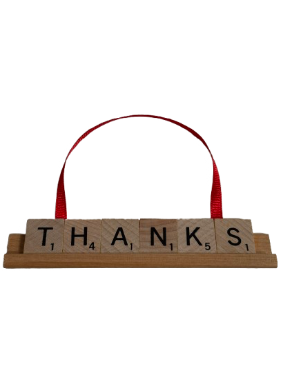 THANKS Scrabble Ornament-Red Barn Collections