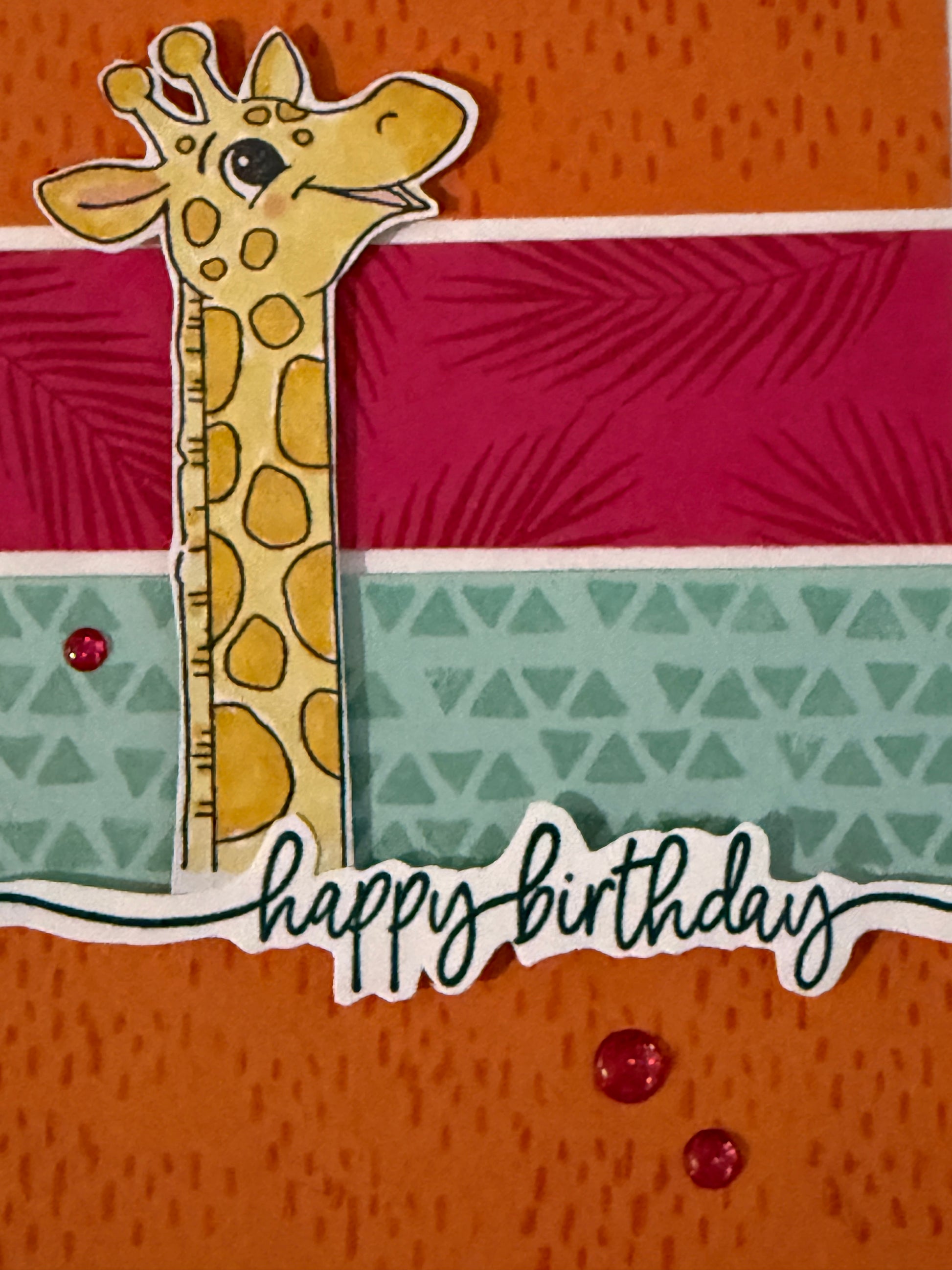 Tall Giraffe Birthday Card- Handmade by Anne-Red Barn Collections