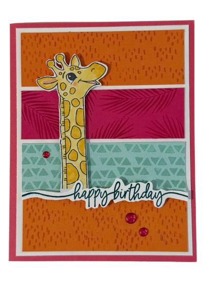 Tall Giraffe Birthday Card- Handmade by Anne-Red Barn Collections