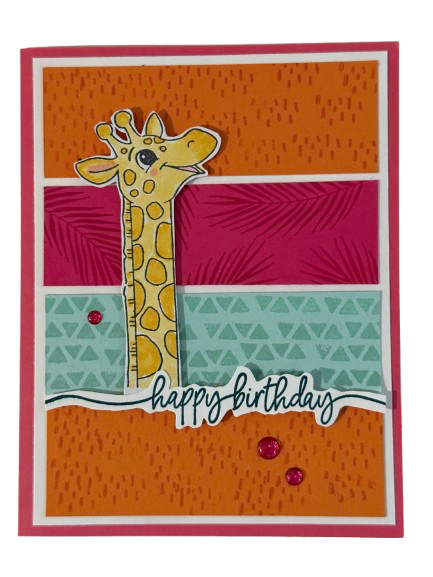 Tall Giraffe Birthday Card- Handmade by Anne-Red Barn Collections