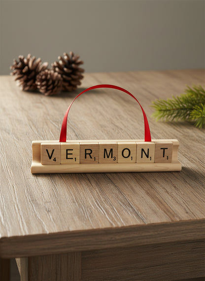 VERMONT Scrabble Ornament-Red Barn Collections
