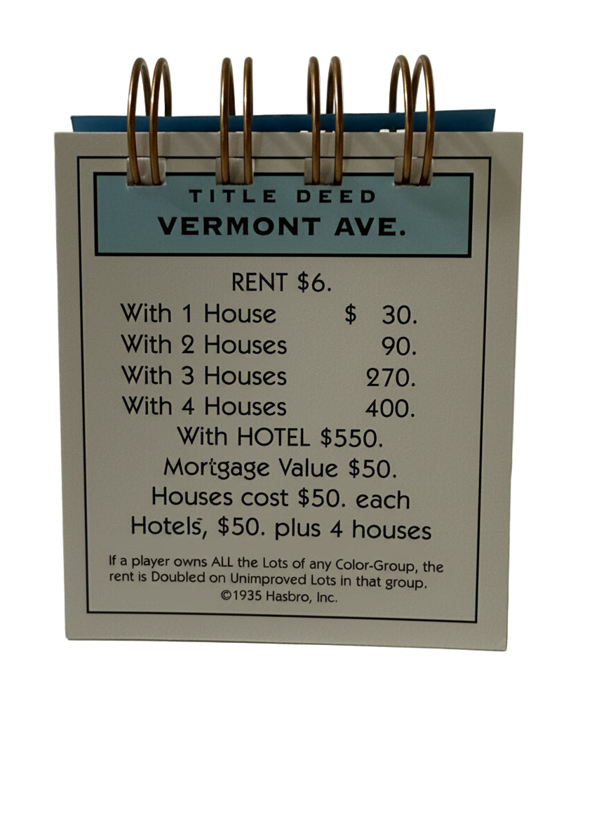 Vermont Avenue Monopoly Mini Journal-Red Barn Collections