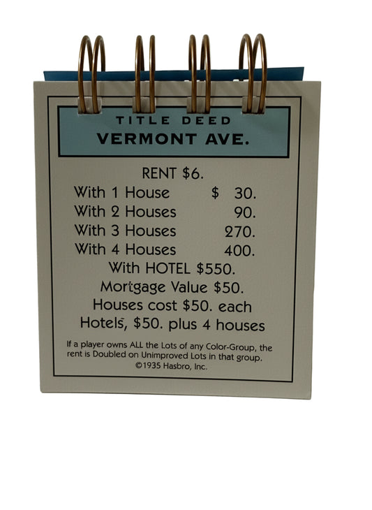 Vermont Avenue Monopoly Mini Journal-Red Barn Collections