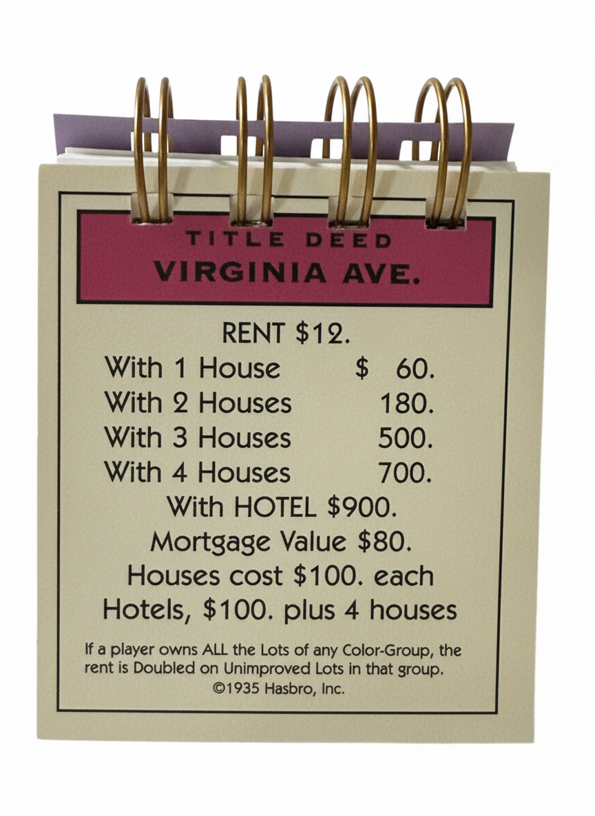 Virginia Avenue Monopoly Mini Journal-Red Barn Collections