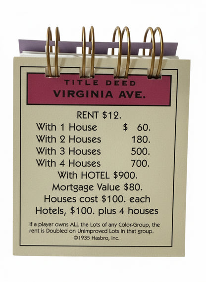 Virginia Avenue Monopoly Mini Journal-Red Barn Collections