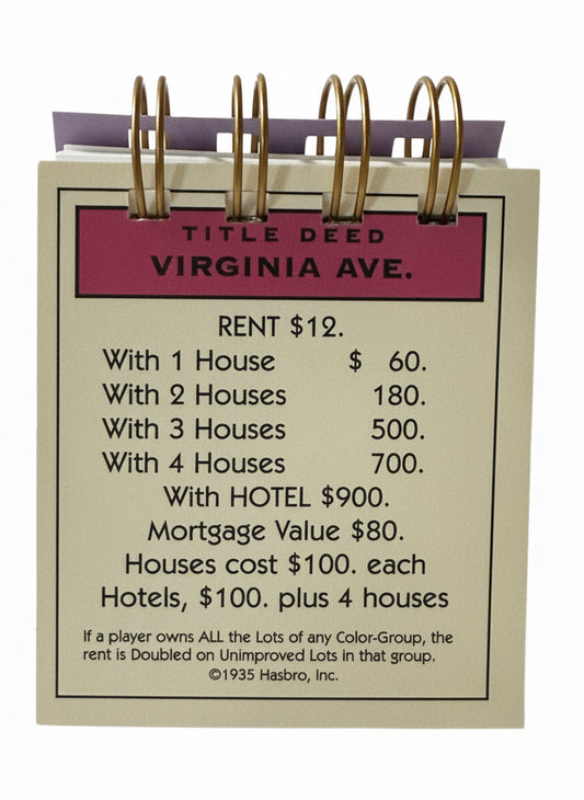 Virginia Avenue Monopoly Mini Journal-Red Barn Collections
