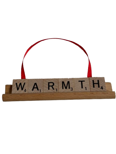WARMTH Scrabble Ornament-Red Barn Collections