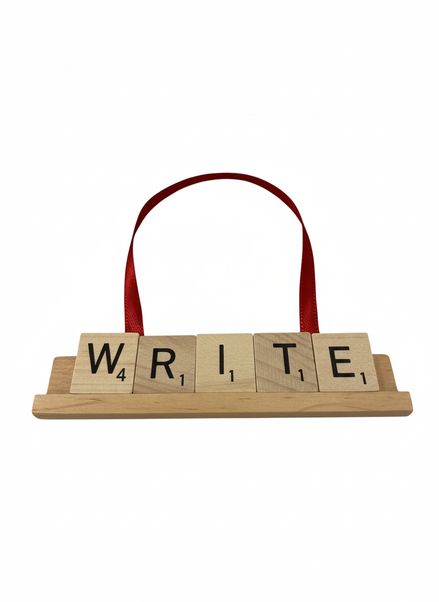 WRITE Scrabble Ornament-Red Barn Collections