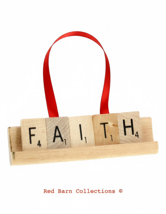 FAITH Scrabble Ornament-Red Barn Collections