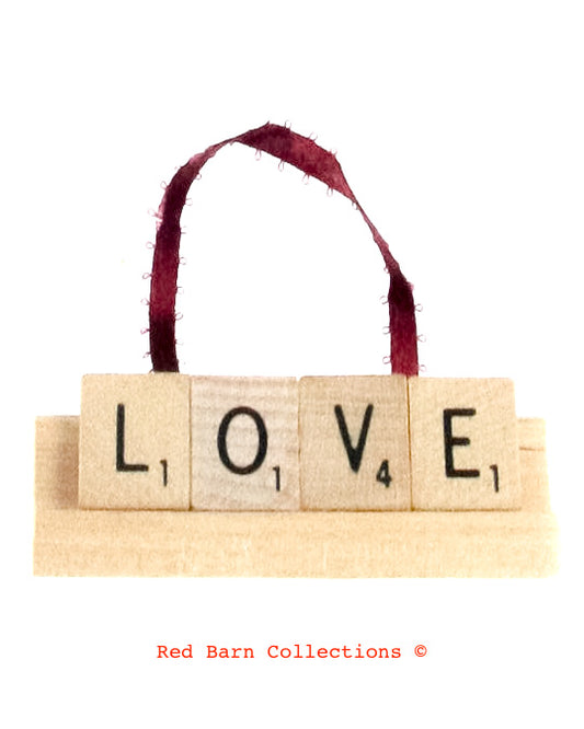 Love Scrabble Ornament-Red Barn Collections