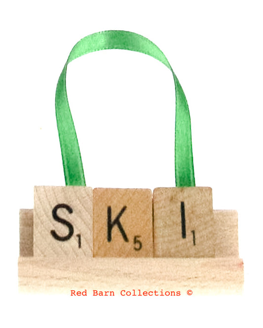 Ski Scrabble Ornament-Red Barn Collections