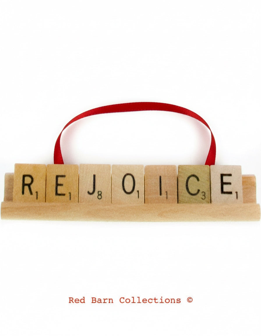 REJOICE Scrabble Ornament-Red Barn Collections